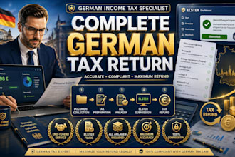 handle complete german income, tax return, document collection elster filing