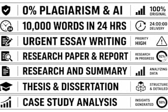 do urgent essay writing, research,  case study and report writing