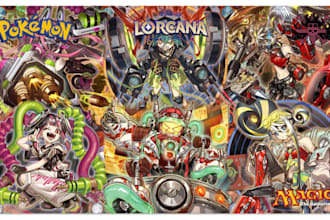 design fantasy custom tcg playmat, anime illustration mtg card, mousepad deskmat