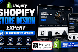 build shopify ecwid wix dropshipping store design shopify SEO website redesign