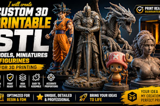 create custom 3d printable stl models, miniatures and figurines