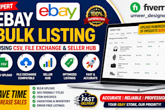 ebay bulk product listing using CSV and seller hub