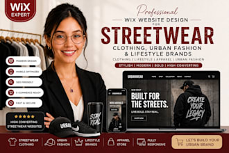 design wix streetwear clothing, urban fashion, lifestyle brand, apparel website