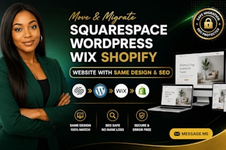 move migrate squarespace wordpress wix shopify website with same design and SEO