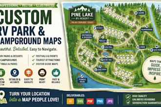 design custom rv park maps, campground maps, vector maps, and illustrated maps