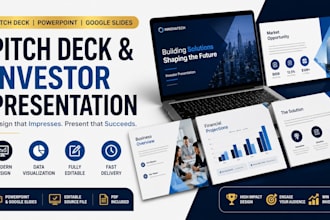 design pitch deck, investor presentation, powerpoint and google slides