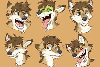 draw furry telegram sticker, discord sticker, furry animated telegram sticker