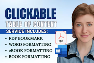 create clickable of content for ebook pdf bookmark and word document formatting