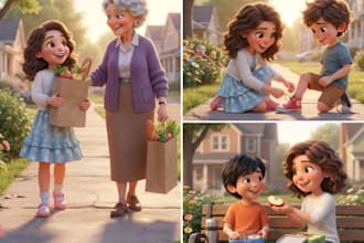 illustrate 3d children story book watercolor illustration kids story book