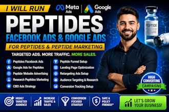 set peptides marketing, google ads for peptides, peptide ads for facebook
