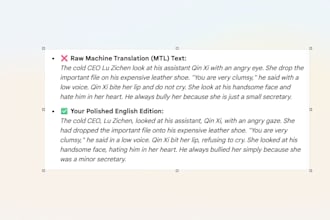 copy edit and polish your translated romance webnovel