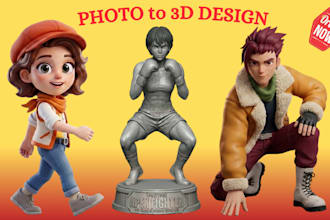 convert 2d to 3d character model, character design, miniatures for 3d printing