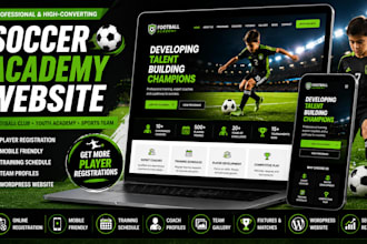 design soccer academy website soccer website  football club sport team website