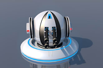 model custom military assets, low poly sci fi turret,mechanical design,game prop