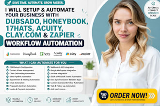 setup dubsado honeybook 17hats, acuity clay com zapier workflow automation