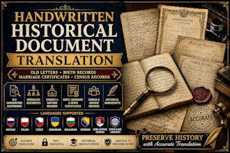provide legal sworn translation,decipher and translate handwritten slavic texts