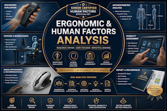 ergonomic and human factors analysis for product design, usability and comfort