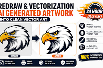 redraw and vectorize ai generated artwork into clean vector art