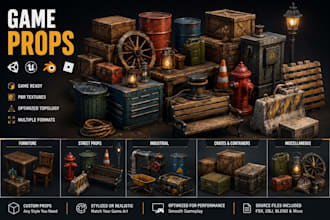 create custom 3d game props for unity, unity engine, roblox and godot