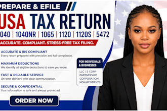 prepare and efile USA tax return 1040, 1040nr, 1065, 1120, 1120s, 5472