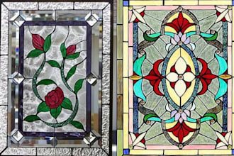 design gothic, rose and tiffany style stained glass windows