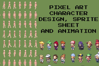 do 2d pixel art character and background animation sprite sheet game assets
