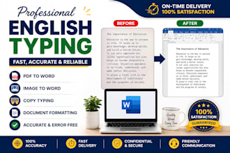 do accurate english typing and document formatting