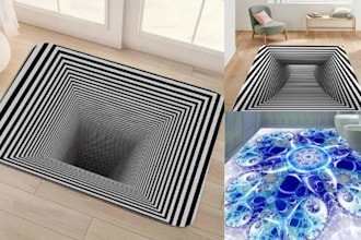 design 3d floor illusion, anamorphic pavement art, wall mural design