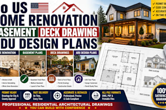 do US home renovation basement deck drawing adu design plans