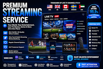 offer best streaming services, US, UK,can, sweden, uae channels with full uptime
