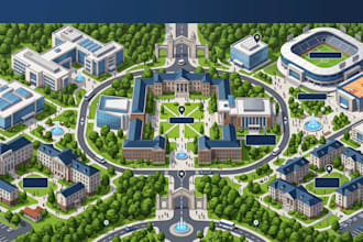 design campus interactive wayfinding map, facility navigation map university map