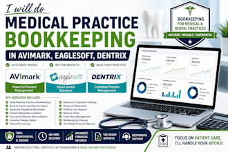 do medical practice bookkeeping in avimark, eaglesoft, dentrix