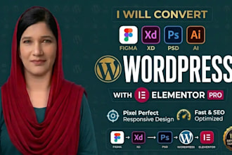 convert figma, psd, xd, html to wordpress using elementor or divi