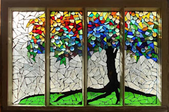 transform photo into custom stained glass mosaic art for wall murals interiors