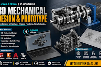 create 3d mechanical design and prototype clickable design 3d modelling