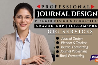 create journal design, format canva document for KDP book publishing