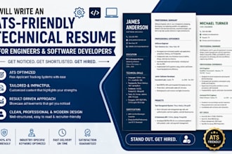 write an ats friendly technical resume for engineers and software development