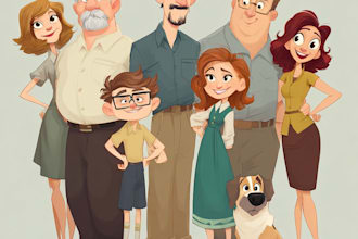 draw your family portrait as a cartoon