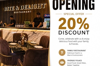 design restaurant grand opening and food sale poster
