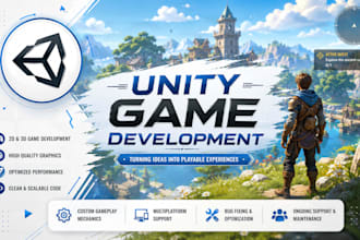 develop unity 2d prototype game,unity 3d game art design,unity game development