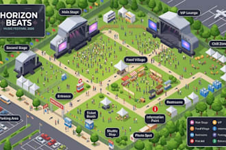 design 2d 3d isometric vector map festival map event venue map location map