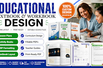 design educational textbook, workbook, curriculum and lesson plan layout