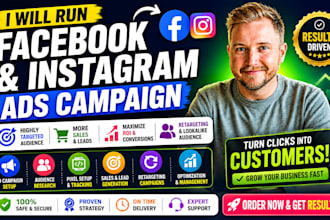 run facebook ads campaign, fb ad manager, instagram ads, for sales and leads