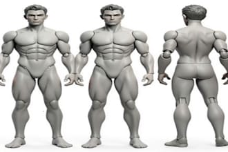 sculpt 3d bjd ball jointed doll model, articulated doll for 3d printing stl, 3df