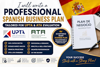 write a professional spanish business plan tailored for upta and ata evaluation