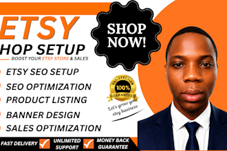 set up your etsy shop, listing digital product etsy SEO and digital etsy banner