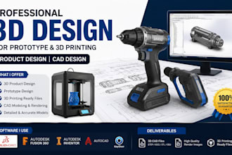 create 3d design for prototype 3d printer product design services cad design