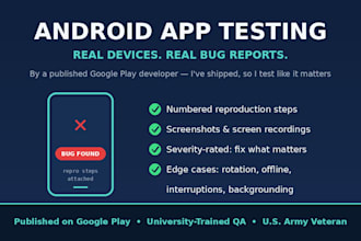 test your android app and report bugs