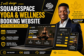 build squarespace yoga studio or wellness booking website with online scheduling