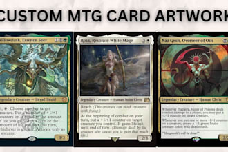 create custom trading card illustration anime mtg artwork fantasy tabletop card